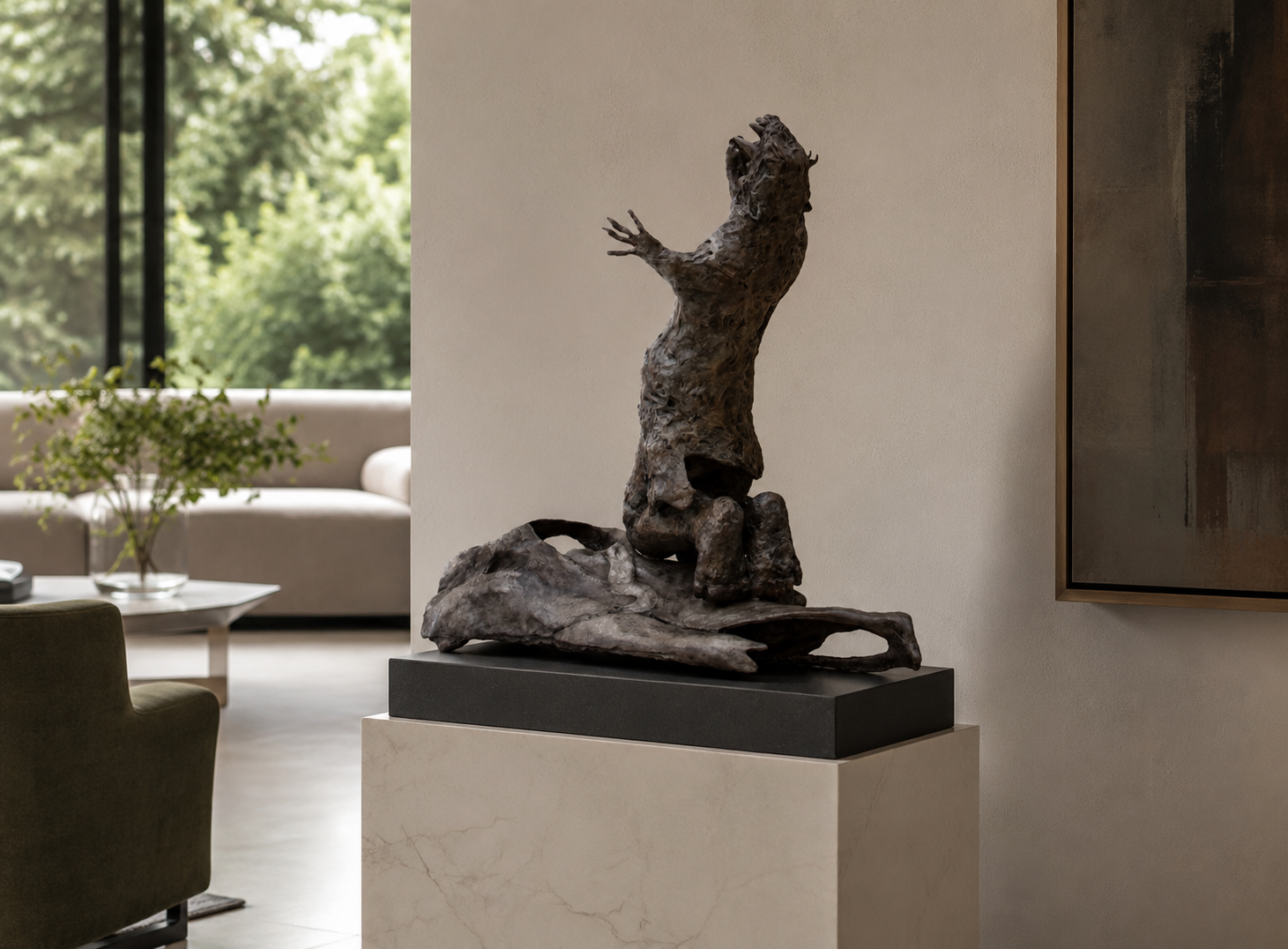Lera Auerbach, Despair, bronze sculpture, contextual view 1