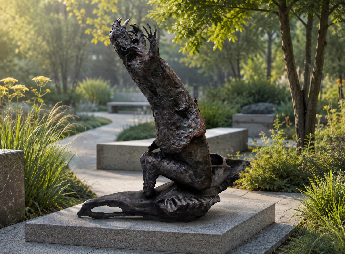 Lera Auerbach, Despair, bronze sculpture, contextual view 2