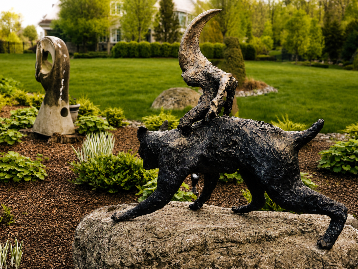 Lera Auerbach, Moonrider, bronze sculpture, contextual view 3