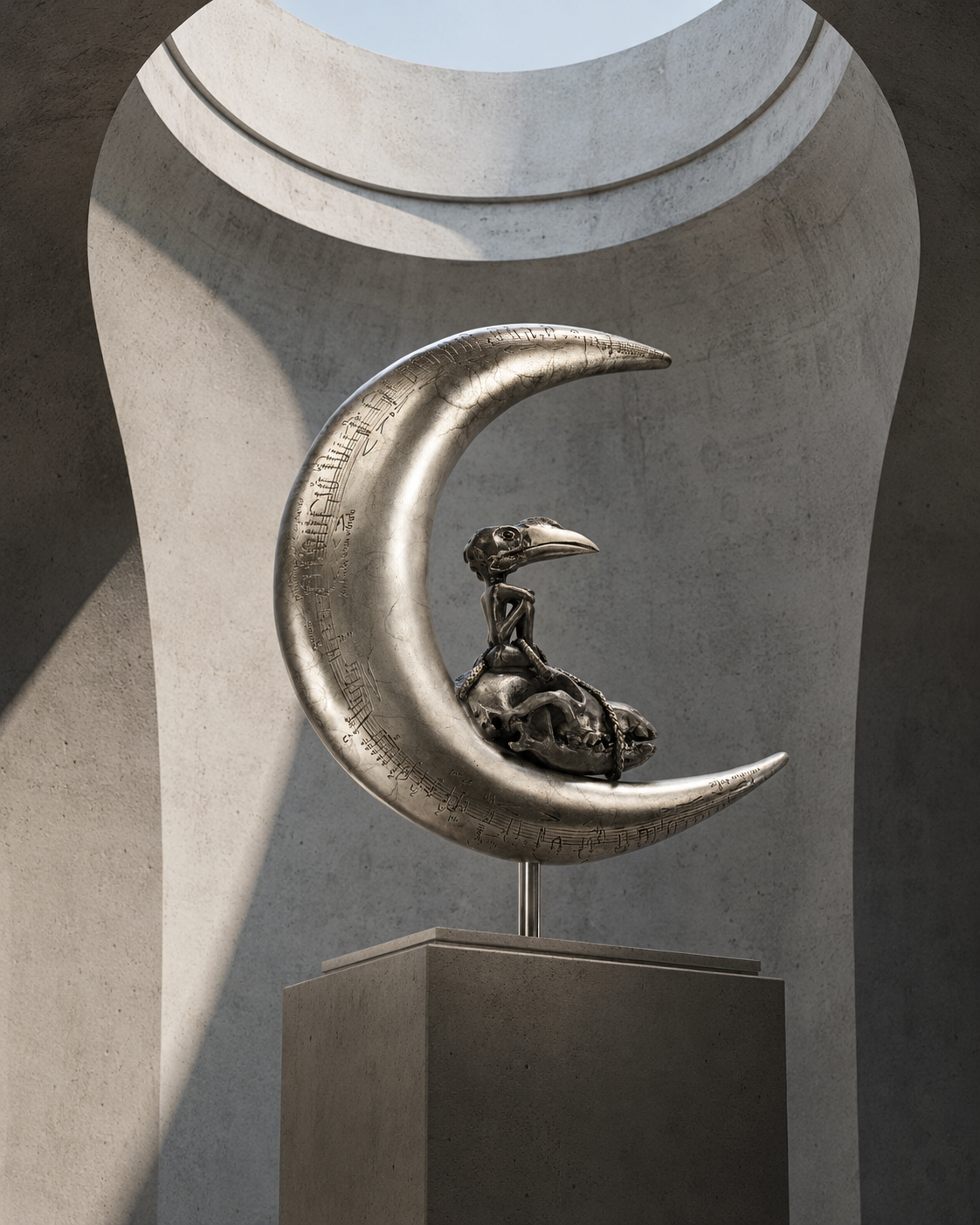 Lera Auerbach, NYX, bronze sculpture, contextual view 3