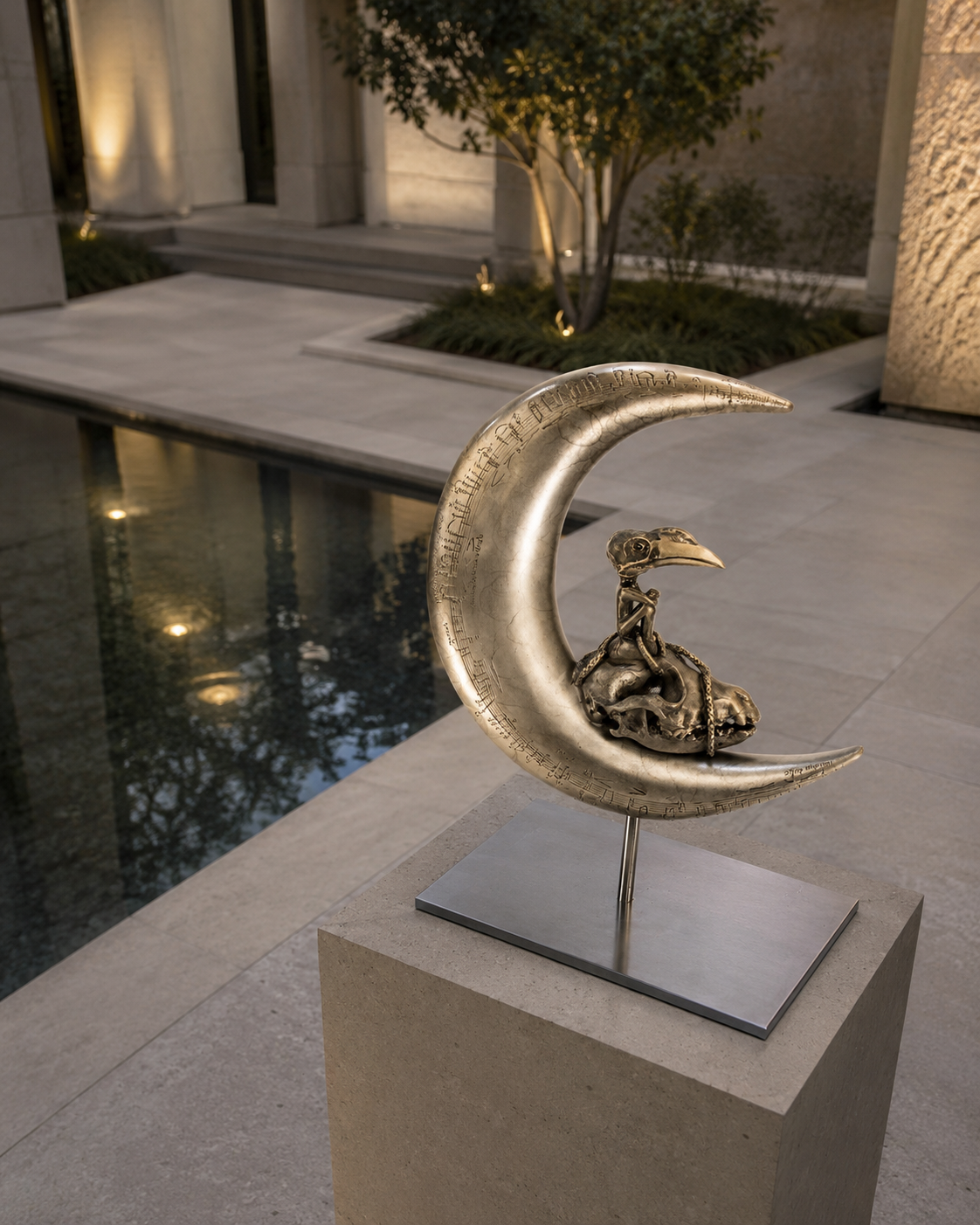 Lera Auerbach, NYX, bronze sculpture, contextual view 1
