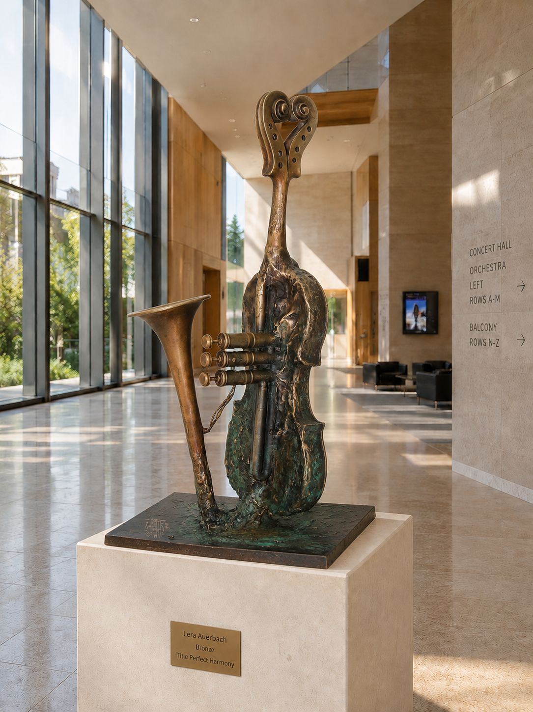 Lera Auerbach, Perfect Harmony, bronze sculpture, contextual view 1