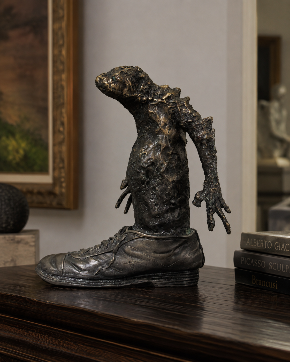 Lera Auerbach, Bashmachkin’s Ghost, bronze sculpture, contextual view 1