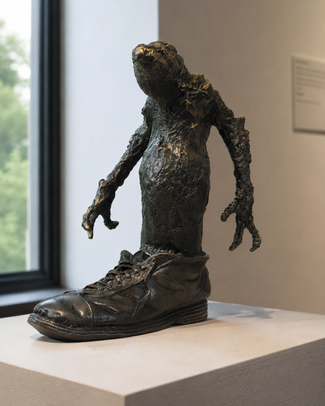Lera Auerbach, Bashmachkin’s Ghost, bronze sculpture, contextual view 2