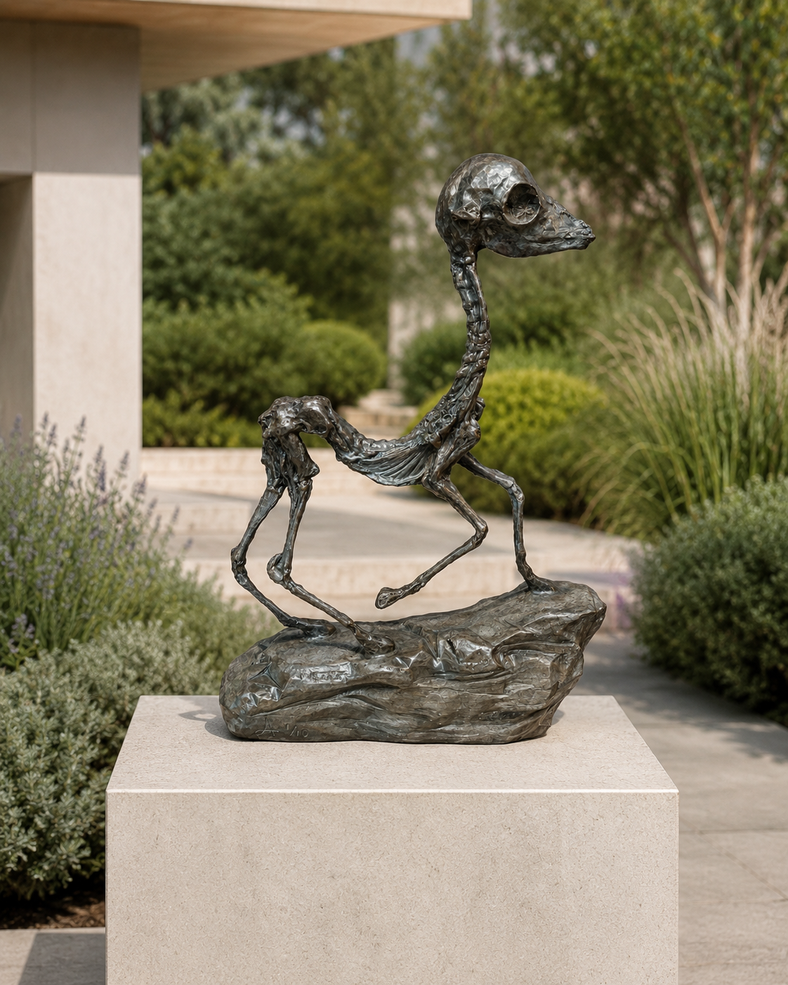 Lera Auerbach, Raising, bronze sculpture, contextual installation view 04