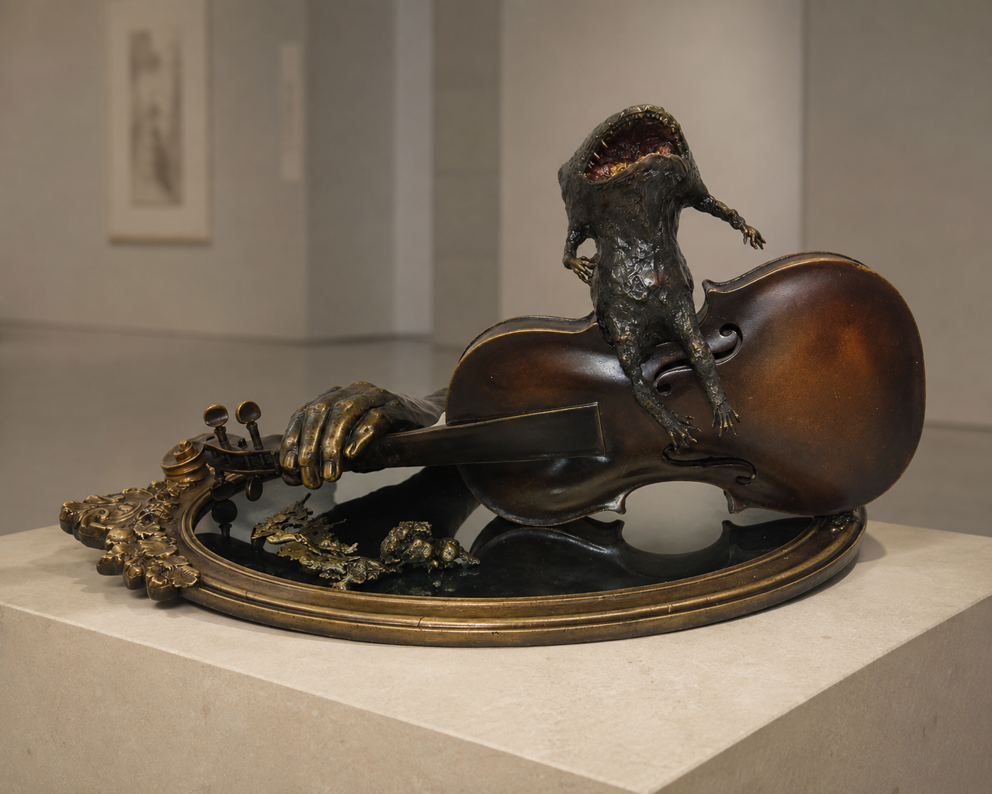 Lera Auerbach, Scrying Pond, bronze sculpture, contextual view 1