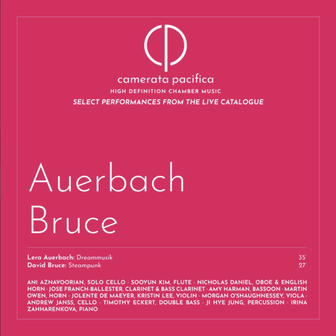 Camerata Pacifica Auerbach Bruce album cover featuring Lera Auerbach’s Dreammusik